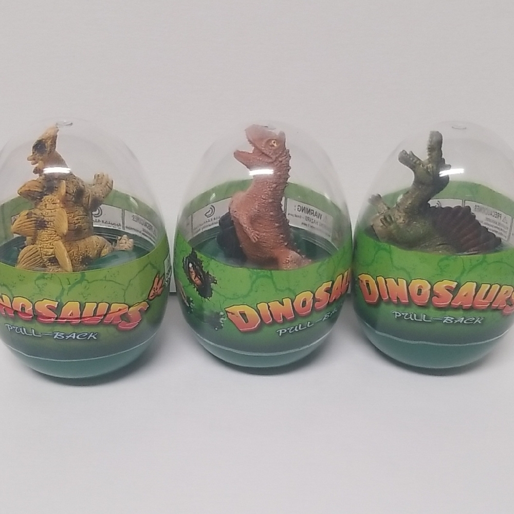 Dinosaur Pull-Back Toy Set Of 3 Stegosaurus Carnotaurus Spinosaurus  New